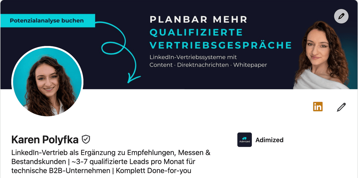 LinkedIn-Profil von Karen Polyfka nach der Optimierung